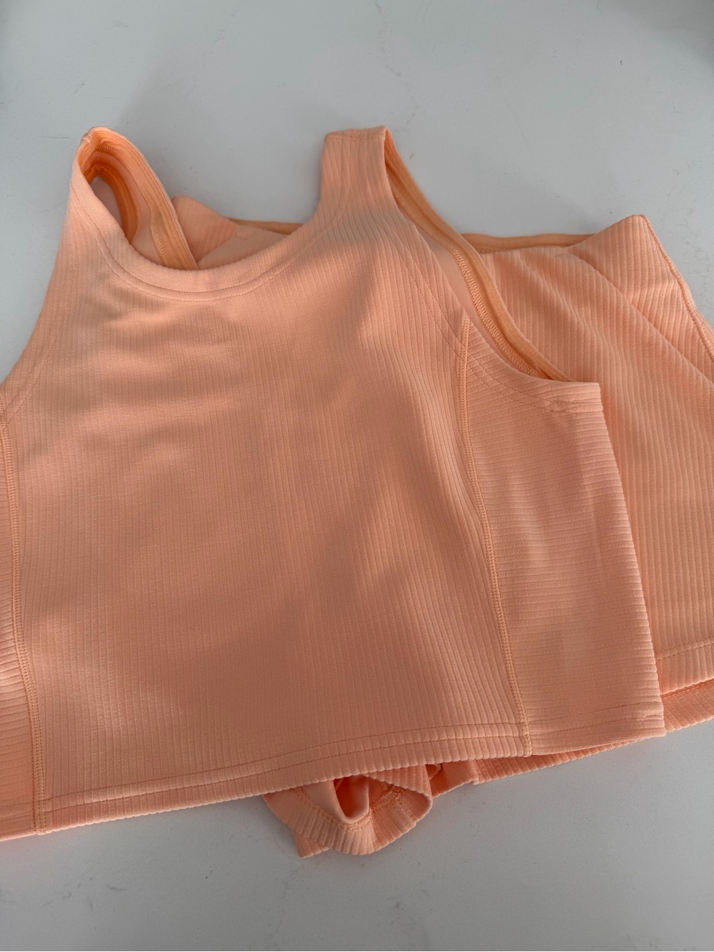 Set lululemon Ribbed Softstreme Shorts and tank top in Peach Bellini